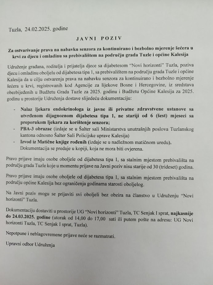 Javni poziv za nabavku senzora Tuzla i Kalesija